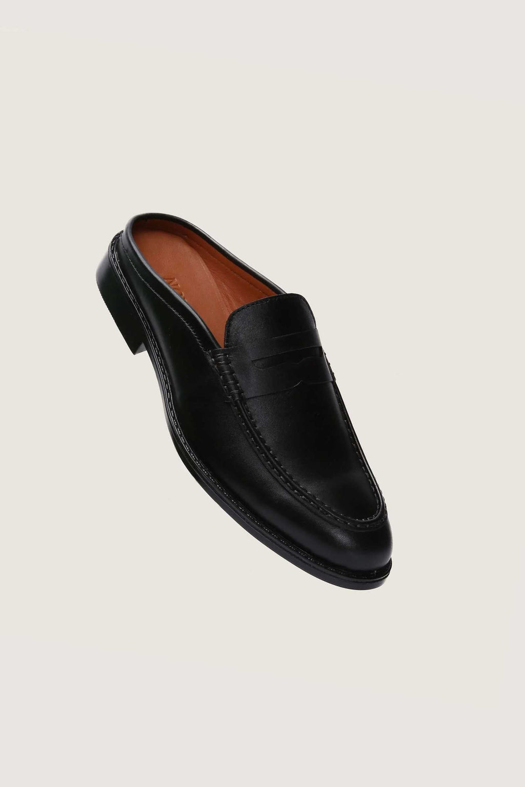 Full Grain Leather Penny Mules with Rubber Sole Novado