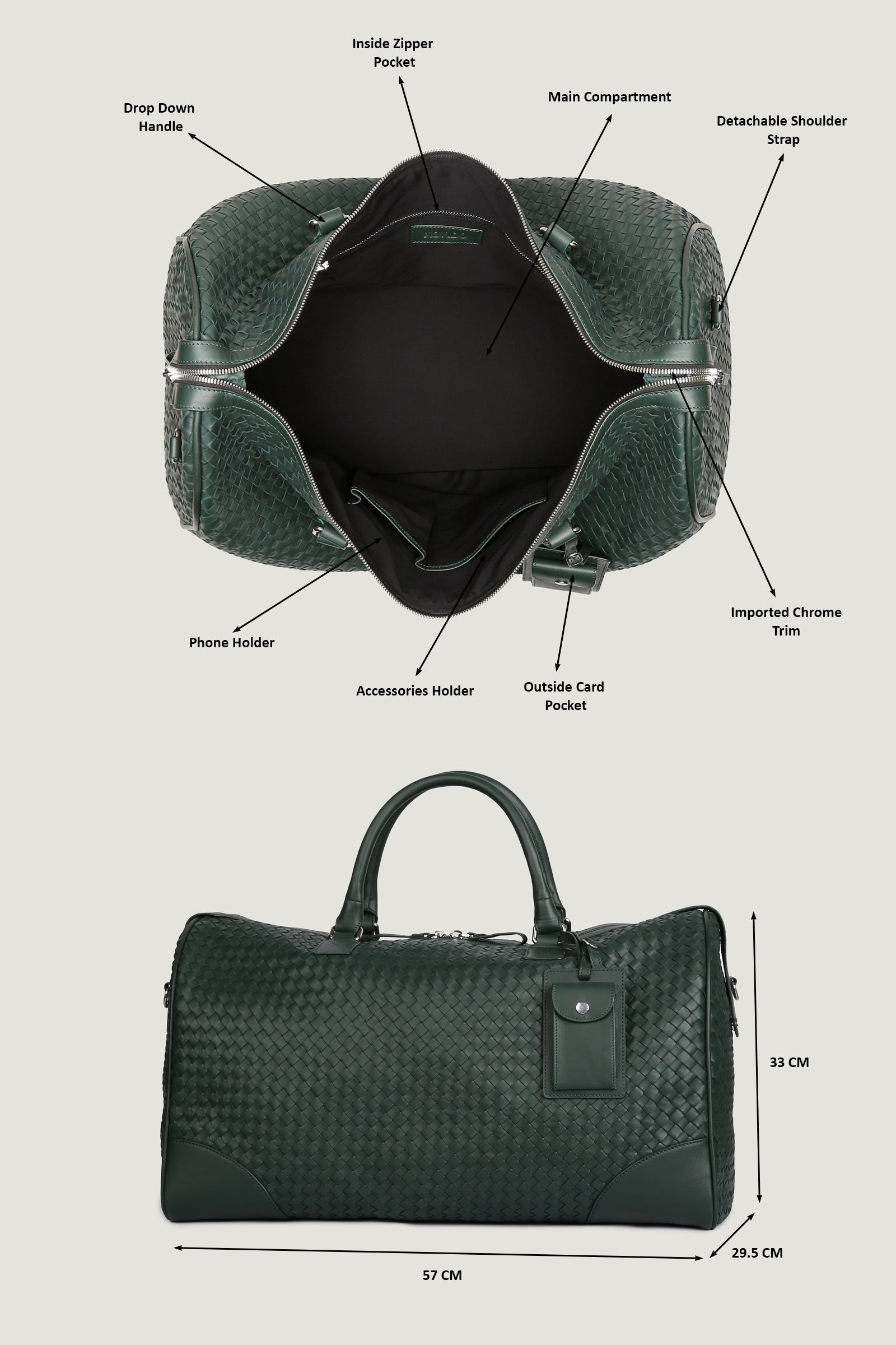 Woven Leather Duffle Bag