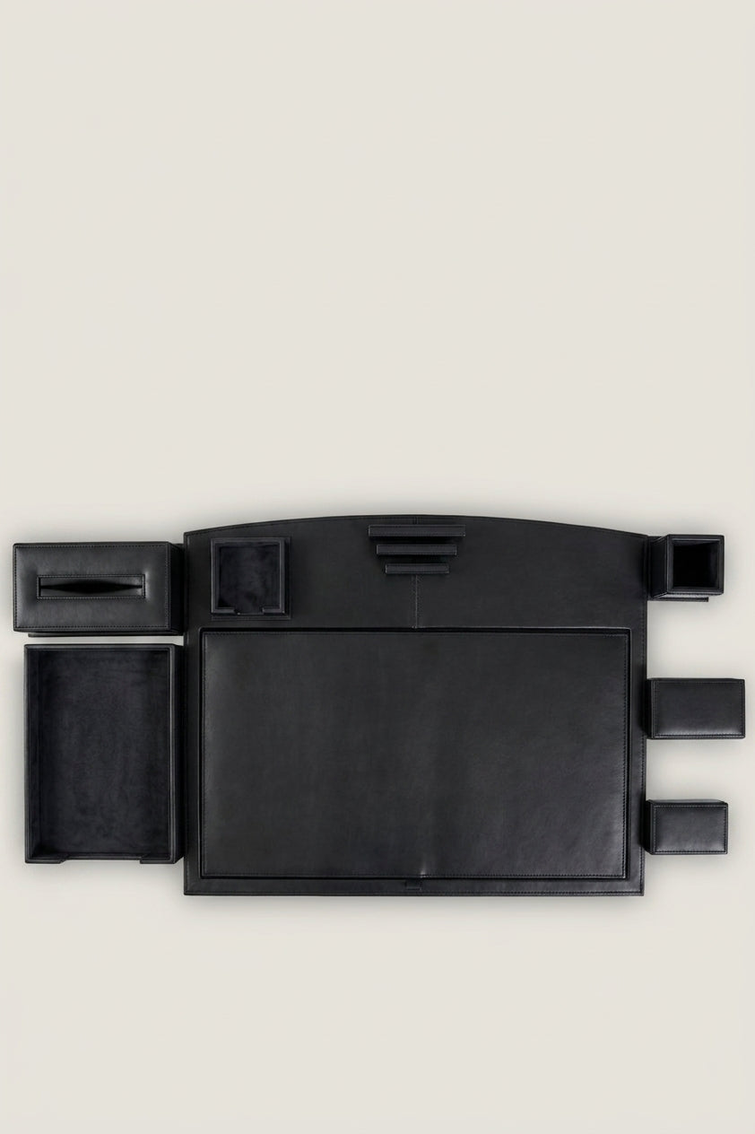 7-Piece Genuine Cow Leather Executive Desk Organizer Set