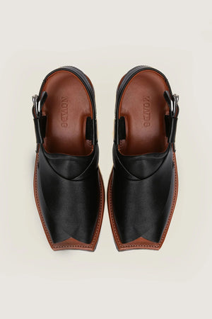 Ghazab Khan Luxury Leather Peshawari - Novado - Black