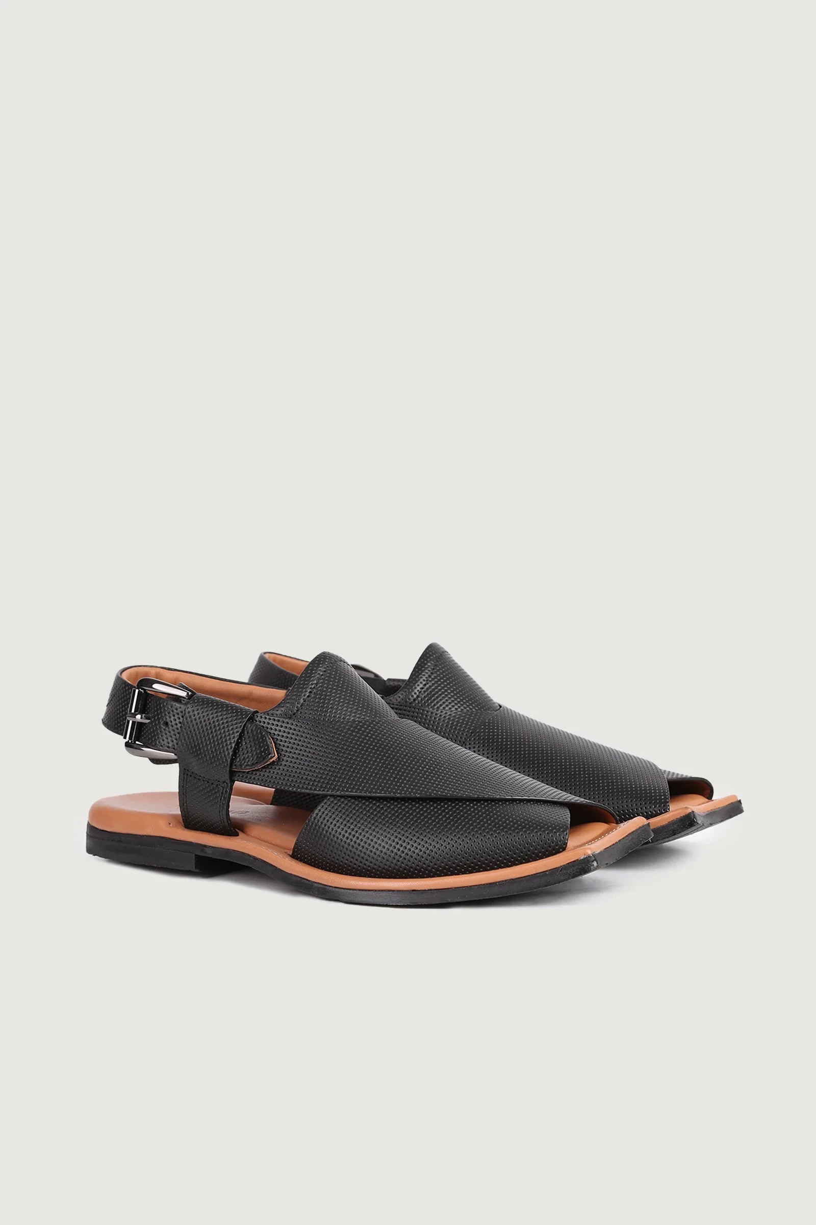 Ghazab Khan Croc Print Luxury Leather Peshawari - Novado - Black