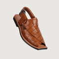 Ghazab Khan Croc Print Luxury Leather Peshawari - Novado - Tan