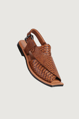 Ghazab Khan Croc Print Luxury Leather Peshawari - Novado - Tan