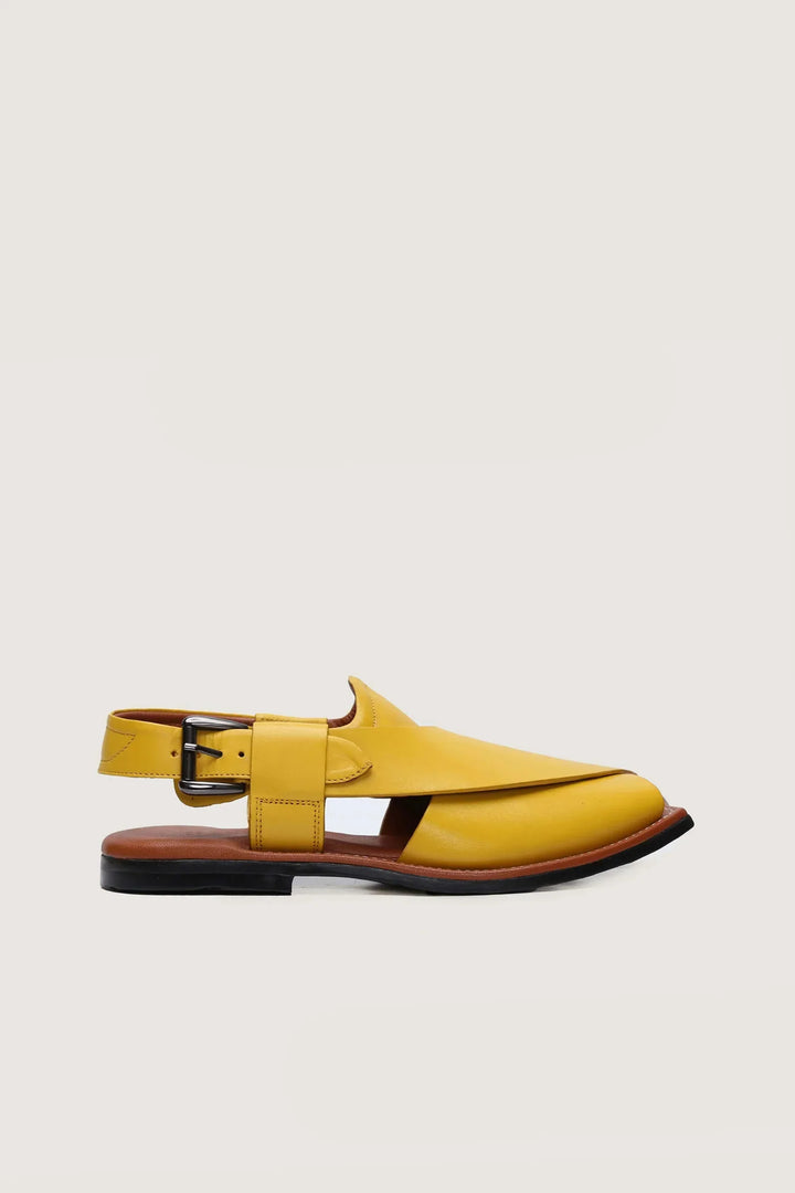 Ghazab Khan Luxury Leather Peshawari - Novado - Yellow