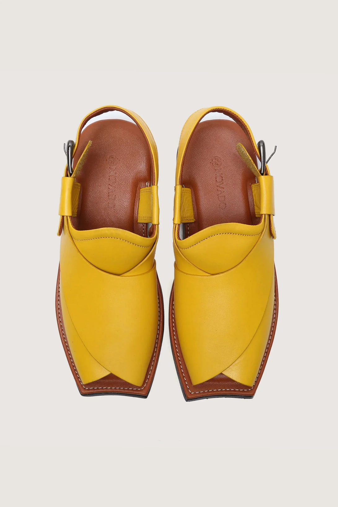 Ghazab Khan Luxury Leather Peshawari - Novado - Yellow