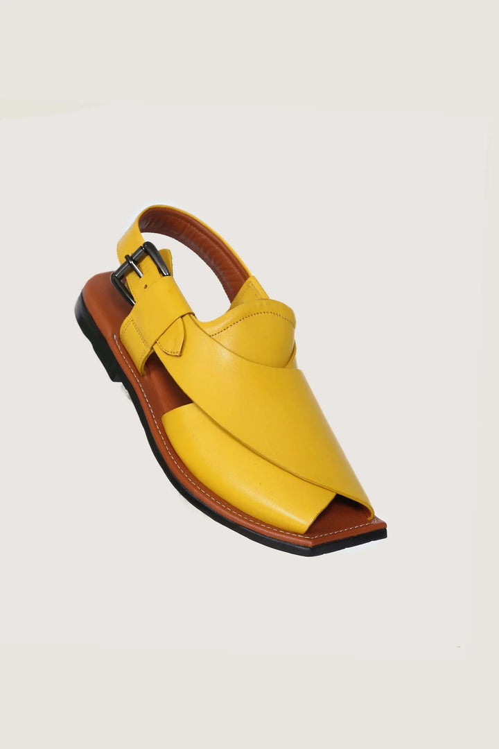 Ghazab Khan Luxury Leather Peshawari - Novado - Yellow