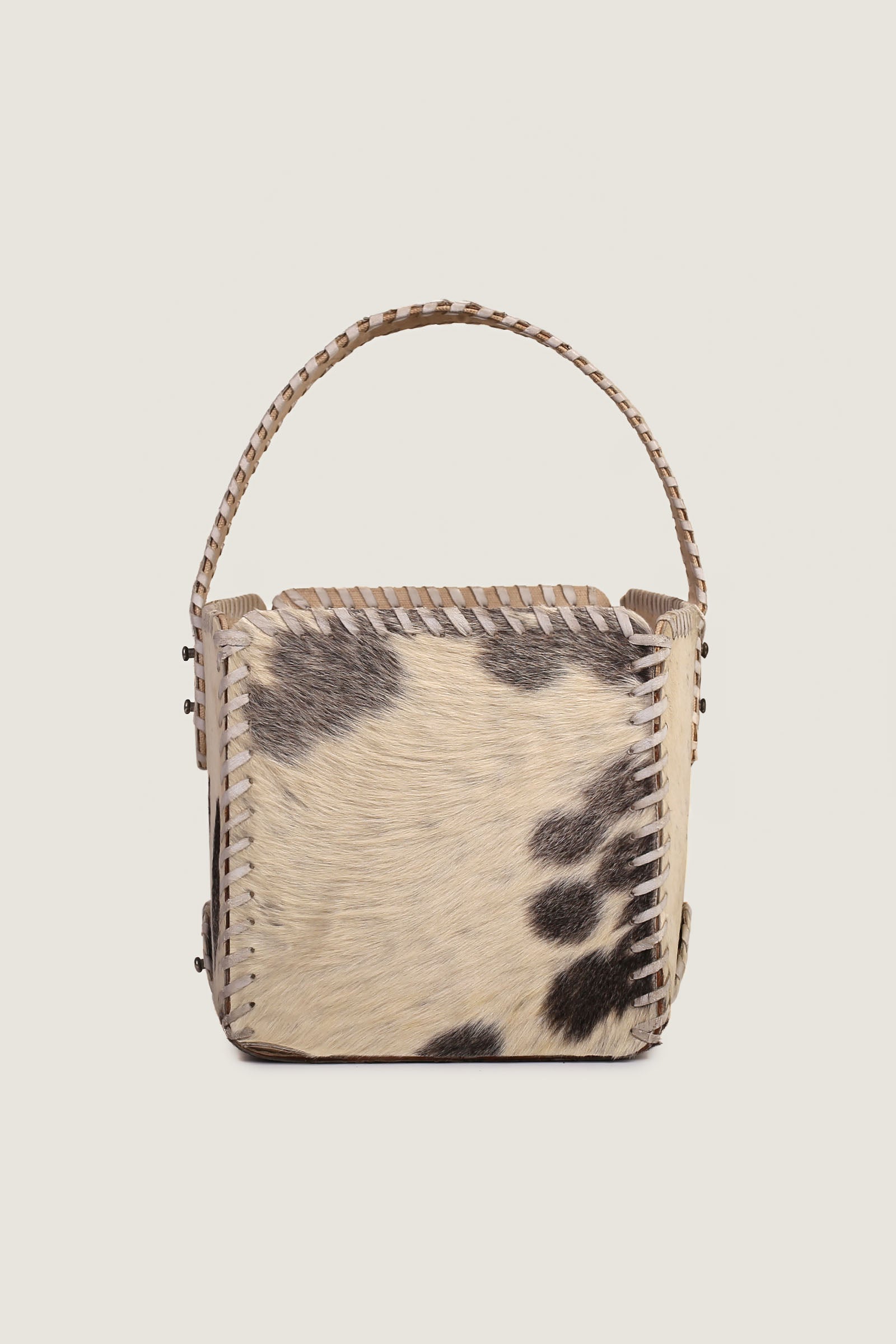 Cow Hairon Leather Pet Basket