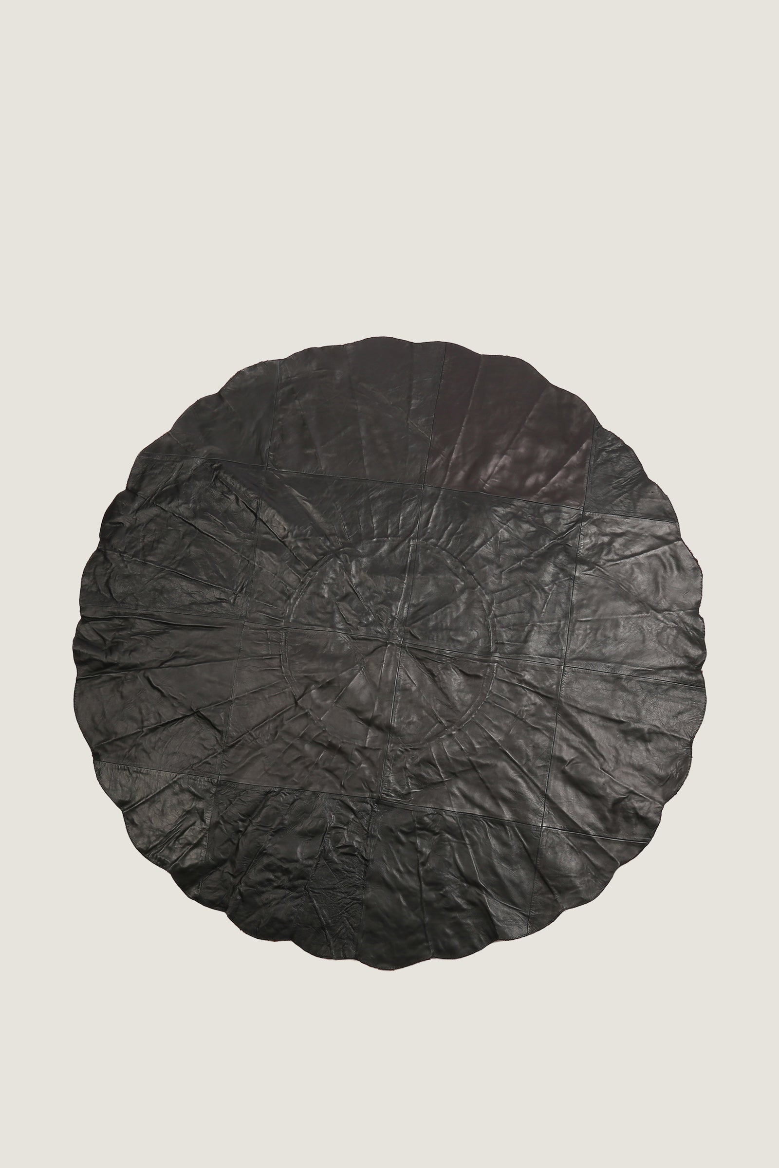 Round Sheep Bliss Leather Fur Rug