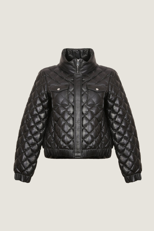 Puffer Leather Jacket