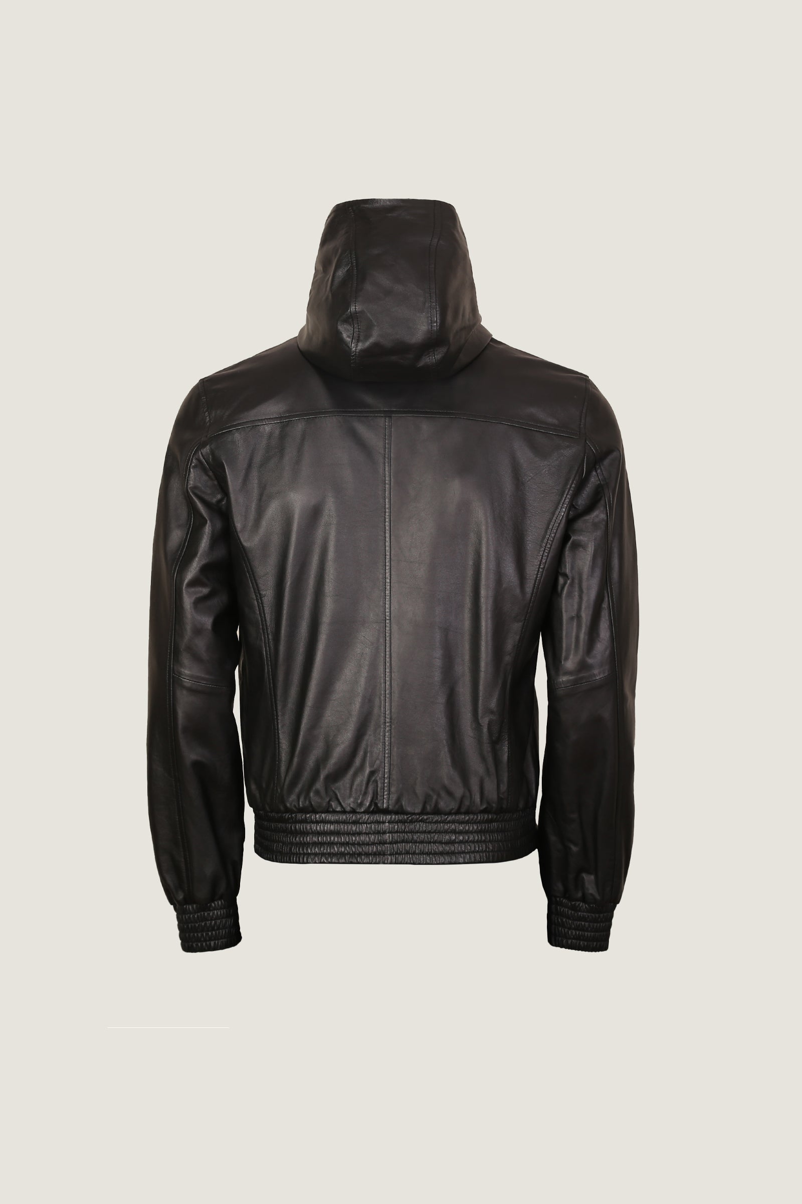 Bomber Leather Jacket With Hoodie | Men