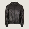 Bomber Leather Jacket With Hoodie | Men