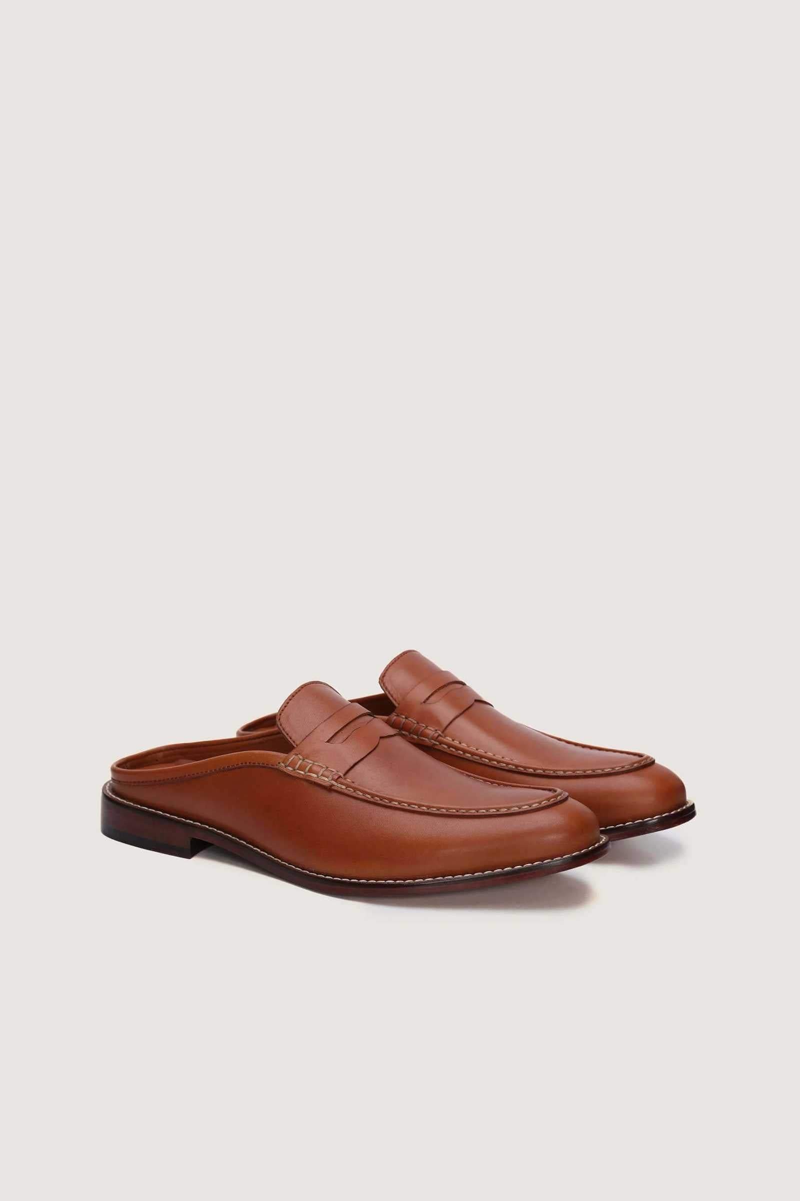 Penny Backless Leather Loafers Novado