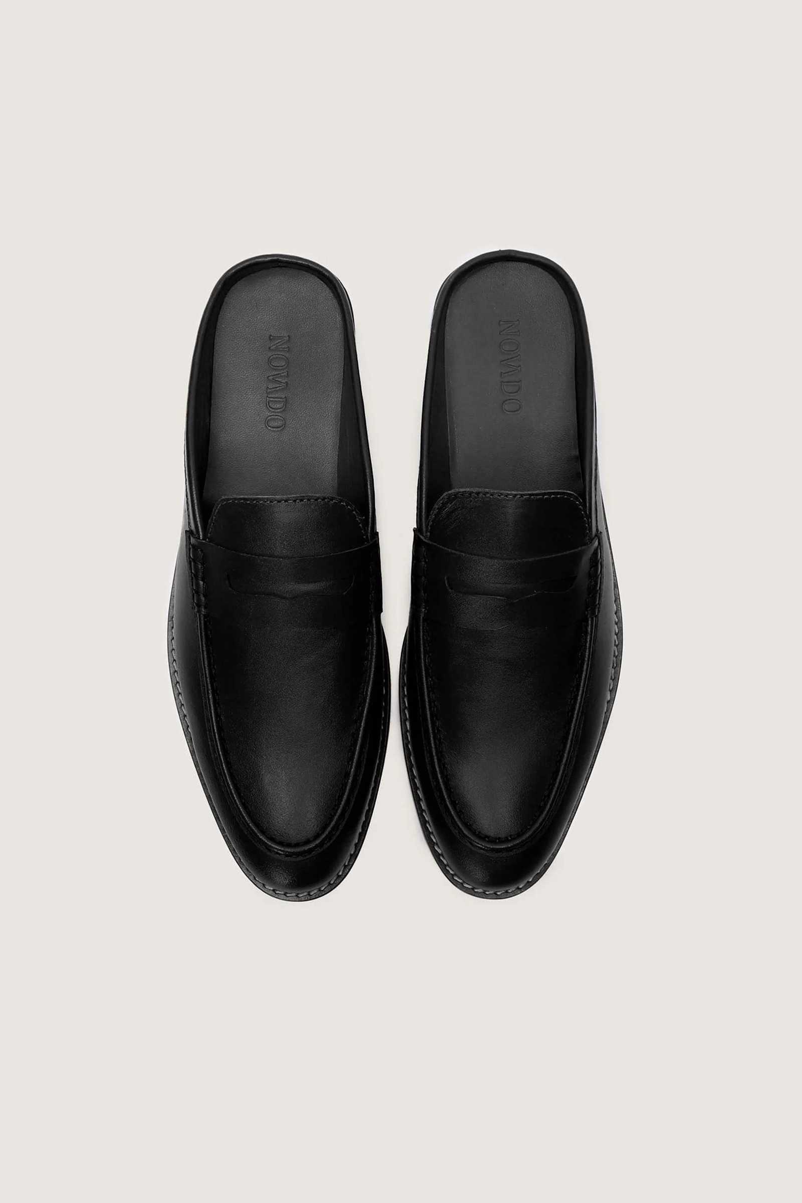 Penny Backless Leather Loafers Novado