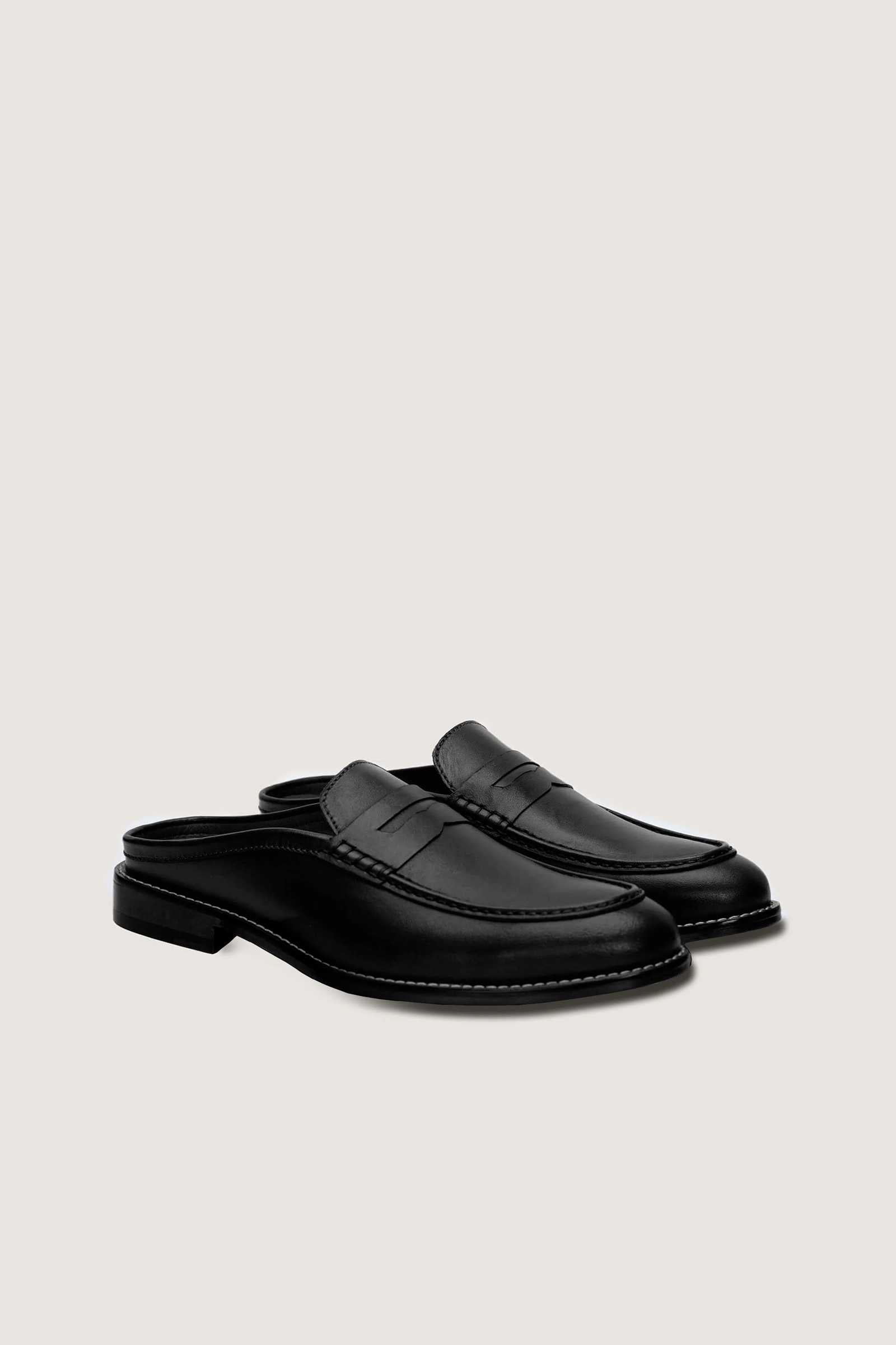 Penny Backless Leather Loafers Novado