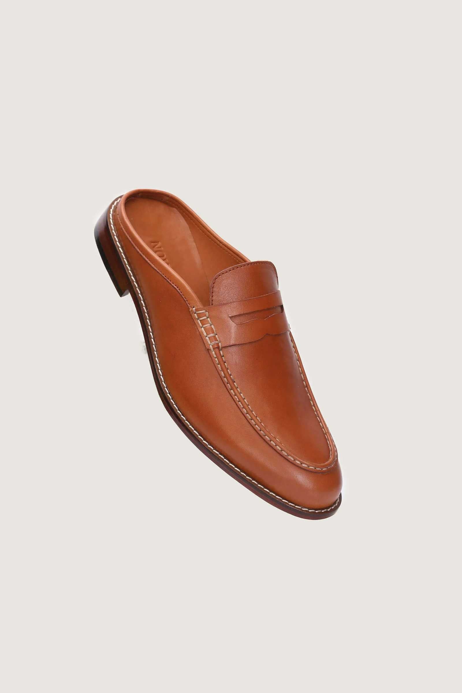Penny Backless Leather Loafers Novado