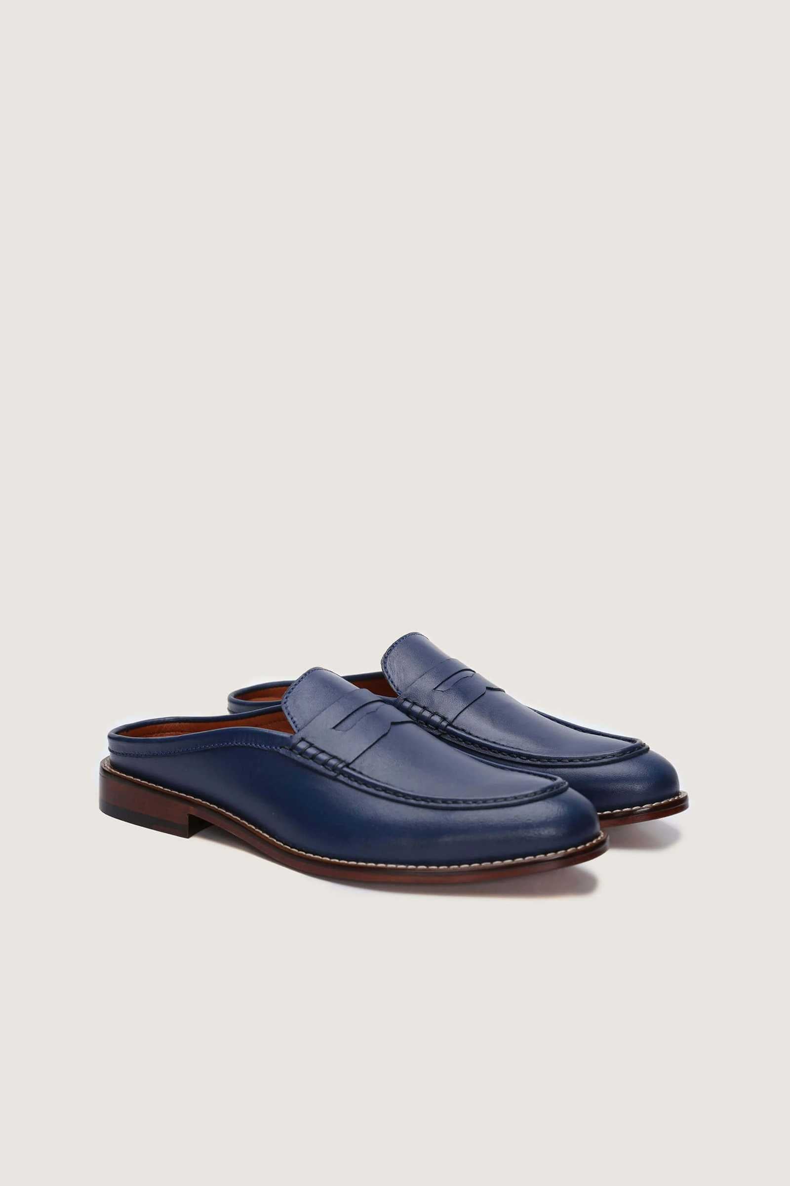 Penny Backless Leather Loafers Novado