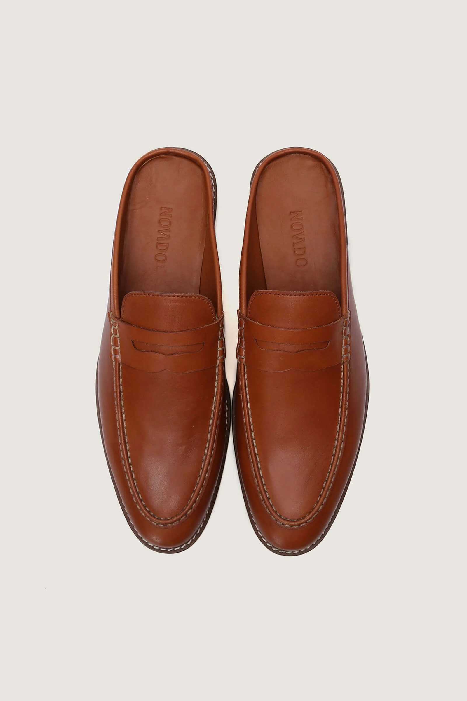 Penny Backless Leather Loafers Novado