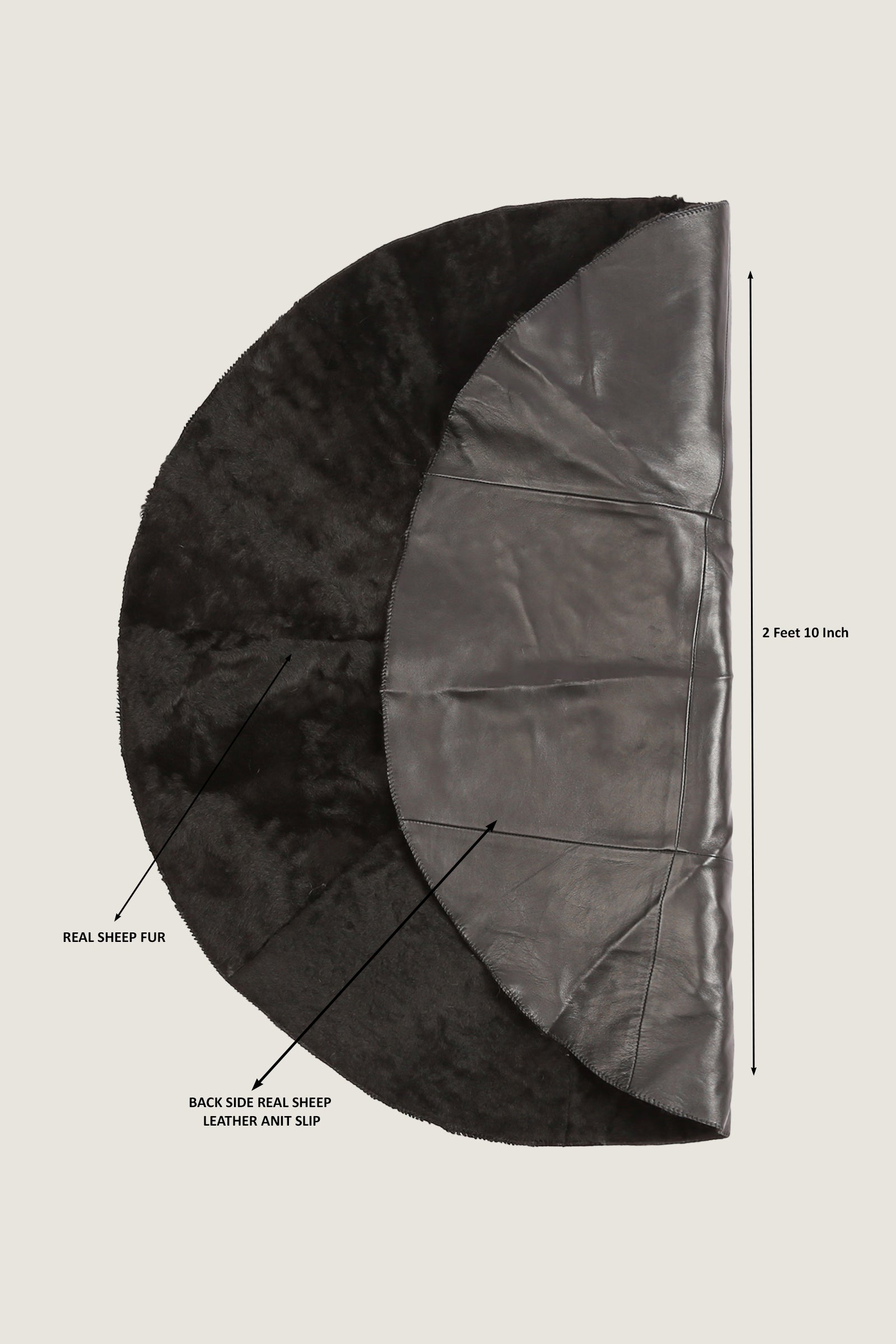 Round Sheep Bliss Leather Fur Rug