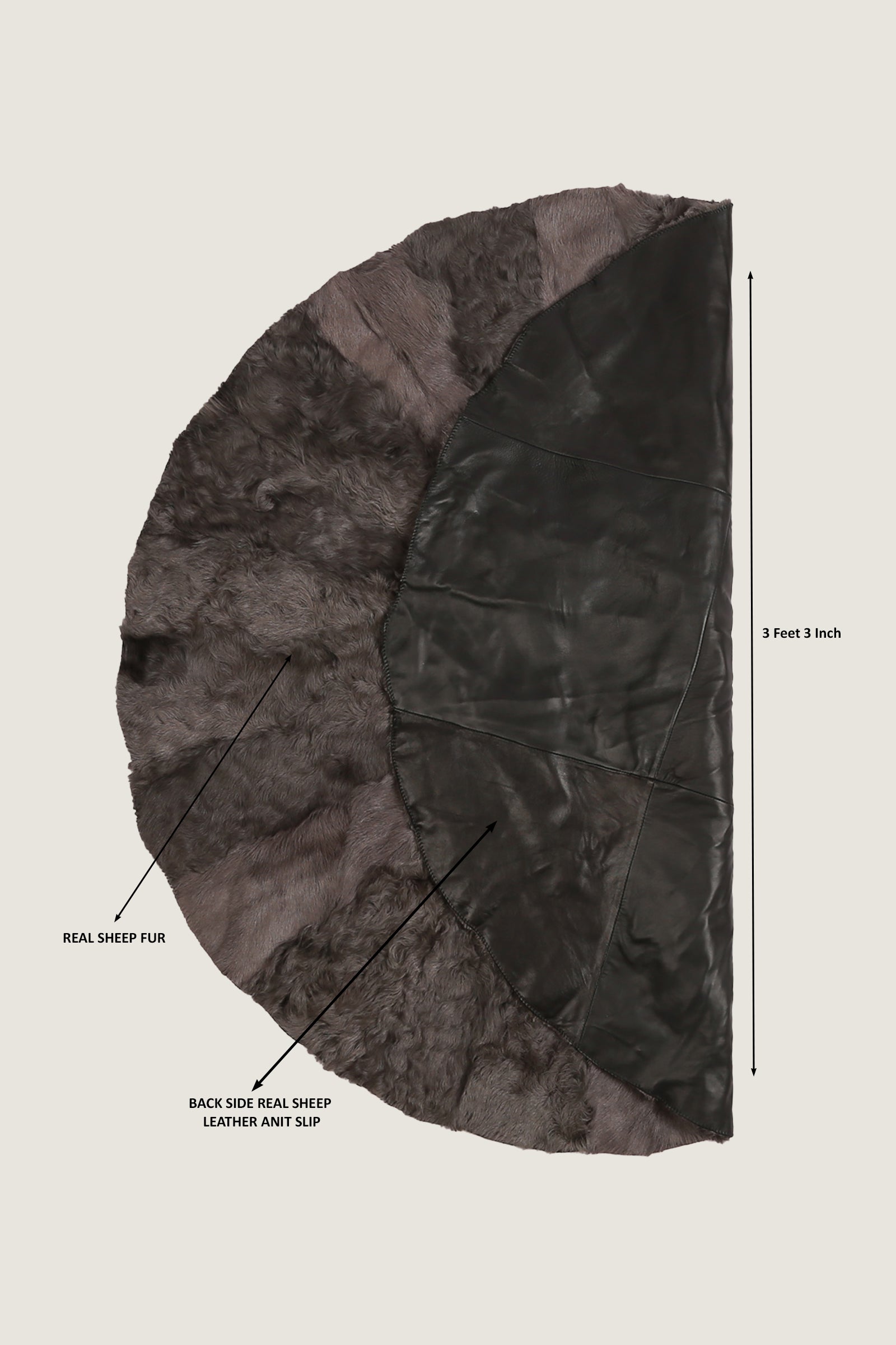 Round Sheep Bliss Leather Fur Rug