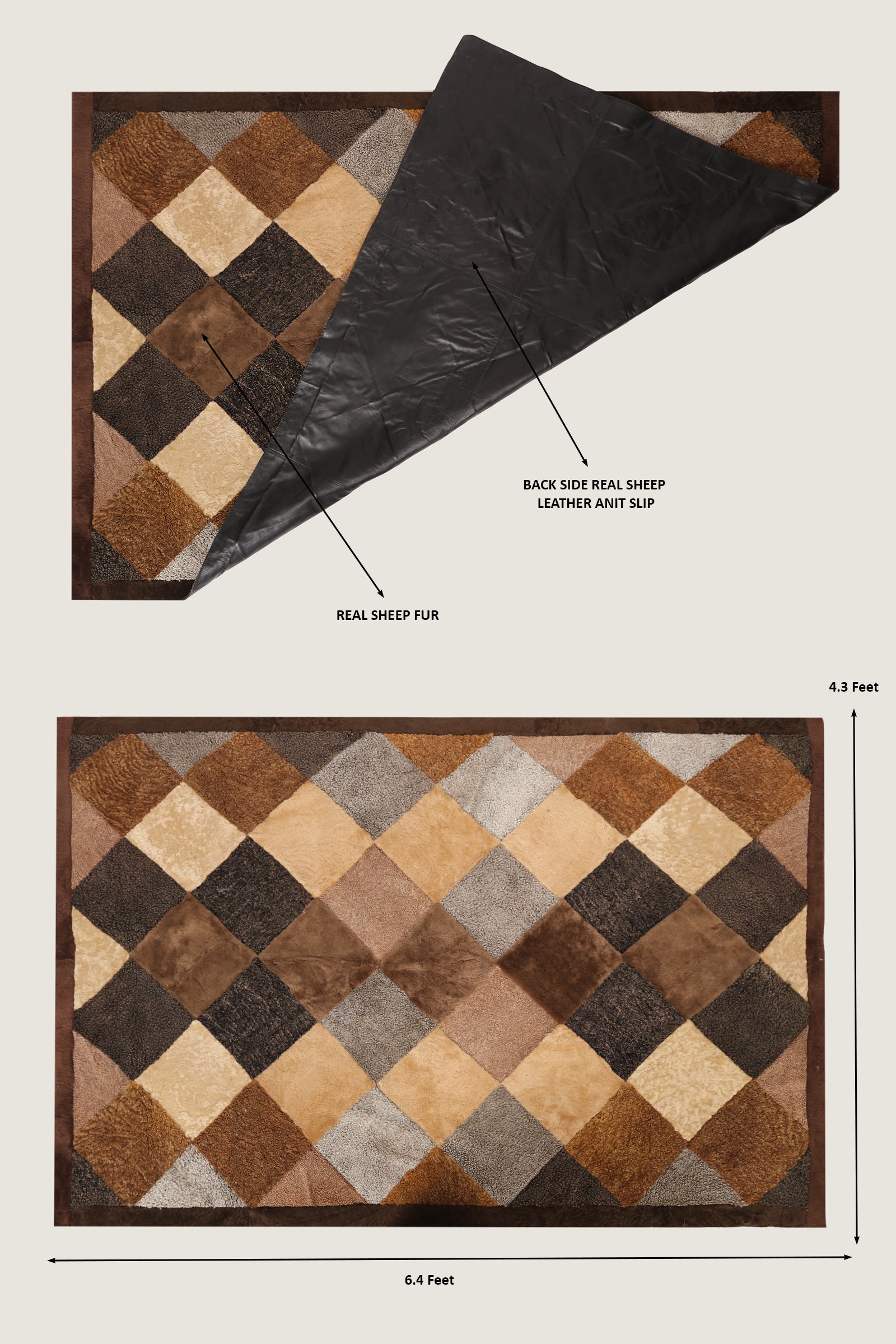 Sheep Bliss Leather Fur Rug