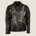 Embroided Bomber Leather Jacket | Men